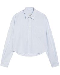Ami Paris - Camisa Corta De Algodón A Rayas Con Motivo Ami De Coeur En Relieve - Lyst