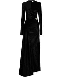 Rabanne - Draped Velvet Maxi Dress - Lyst