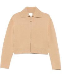 Allude - Zip-Up Ribbed-Trim Cardigan - Lyst