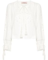 Twin Set - Embroidered Hook-eye Blouse - Lyst