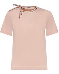 Burberry - Check Bow Cotton T-Shirt - Lyst