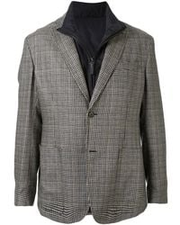 Brioni Detachable Zip Up Houndstooth Blazer - Blue