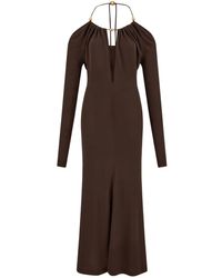 Ferragamo - Damen Langes Kleid Aus Crepe - Lyst