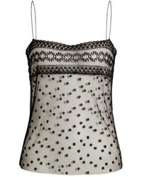 Alberta Ferretti - Embroidered Mesh Top - Lyst