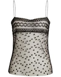 Alberta Ferretti - Embroidered Mesh Top - Lyst