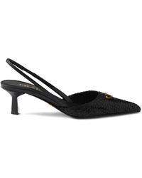 Prada - Woven Leather Slingback Pumps - Lyst