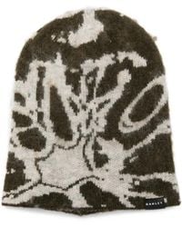 Oakley - Intarsia-Knit Logo-Patch Beanie Hat - Lyst