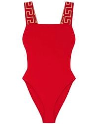Versace - Maillot De Bain À Bord Greca - Lyst