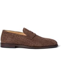 Brunello Cucinelli - Woven Suede Penny Loafers - Lyst