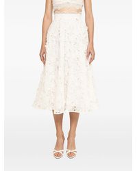 Nissa - 3D Embroidery Cotton Midi Skirt - Lyst