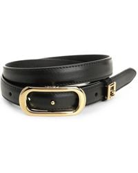 Fendi - Ff Oval-Buckle Leather Belt - Lyst