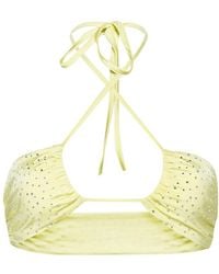 forte_forte - Crystal-Embellished Halterneck Bikini Top - Lyst