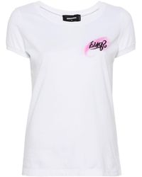 DSquared² - T-shirt Met Diepe Ronde Hals - Lyst