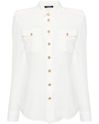 Balmain - 2 pkts crepe de chine buttoned shirt - Lyst