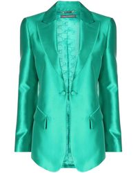 Alberta Ferretti - Satin-Trim Single-Breasted Blazer - Lyst