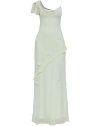 Self-Portrait - Long Georgette Dress With Floral Applique - Lyst