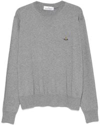 Vivienne Westwood - Alex Embroidered-Detail Crew-Neck Long-Sleeve Knitted Cotton T-Shirt - Lyst