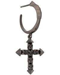 Northskull Ohrring mit Totenkopfkreuz - Schwarz