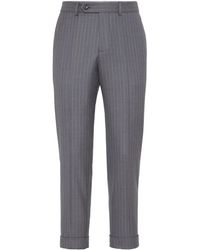 Brunello Cucinelli - Chalk-stripe Wool Tailored Trousers - Lyst