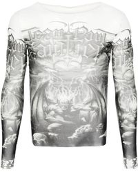 Jean Paul Gaultier - T-Shirt aus Mesh mit Diabolo-Print - Lyst