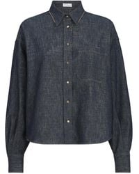 Brunello Cucinelli - Chemise En Jean À Col À Finitions Scintillantes - Lyst