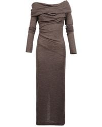Entire studios - Off-Shoulder Draped Wool Maxi Dress - Lyst
