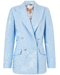 CAMILLA - Double-Breasted Floral-Embroidered Blazer - Lyst