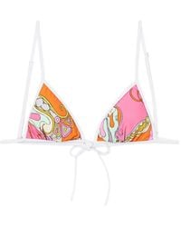 PUCCI - Orchidee-Print Triangle Bikini Top - Lyst