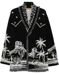 Alanui - Cardigan En Maille Intarsia À Franges - Lyst