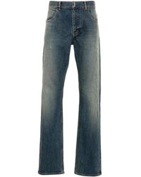 Givenchy - Gerade Distressed-Jeans Mit Logo-Schild - Lyst