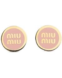 Miu Miu - Logo-Plaque Enamel Earrings - Lyst
