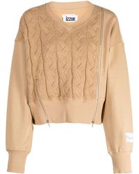 Izzue - V-neck Long-sleeve Cable-knit Jumper - Lyst