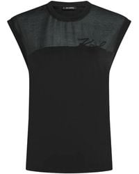 KARL LAGERFELD - Signature Organza Tank Top - Lyst