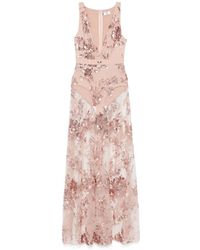 Elisabetta Franchi - Long Dress With Sequins - Lyst