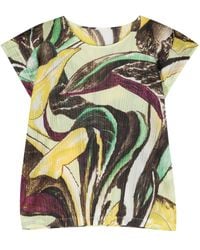 Pleats Please Issey Miyake - Abstract-Pattern Plissé Effect Blouse - Lyst