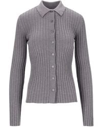 Grifoni - Ribbed-Knit Wool Cardigan - Lyst