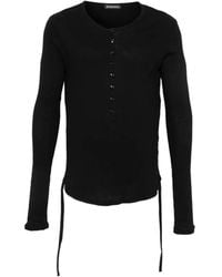 Ann Demeulemeester - Ribbed-Knit Henley Sweater - Lyst