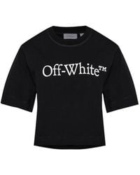 Off-White c/o Virgil Abloh - Logo-Print Cropped T-Shirt - Lyst