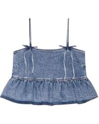 Ganni - Denim-Top mit Logo - Lyst