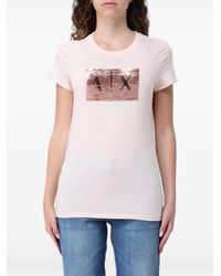 ARMANI EXCHANGE - T-Shirt À Patch Logo Orné De Sequins - Lyst
