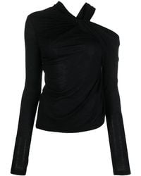 Helmut Lang - Cold-Shoulder Twisted Blouse - Lyst