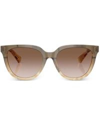 Burberry - Checked Round-Frame Sunglasses - Lyst