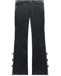 Courreges - Buckle-Detailed Flared Leather Trousers - Lyst