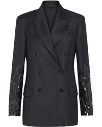 Brunello Cucinelli - Pinstripe Sequin-Embellished Blazer - Lyst