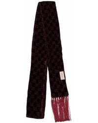 Gucci - Gg-Pattern Velvet Fringed Scarf - Lyst