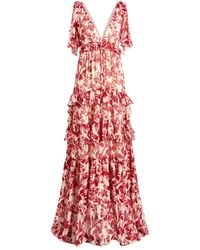 Cinq À Sept - Omelia Maxi-Jurk Met Bloemenprint En Ruches - Lyst