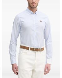 Aeronautica Militare - Vertical-Stripe Logo-Embroidered Shirt - Lyst