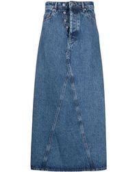 Ganni - High-Waisted Denim Maxi Skirt - Lyst