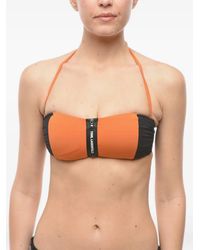 KARL LAGERFELD - Logo-Print Zip-Front Bikini Top - Lyst