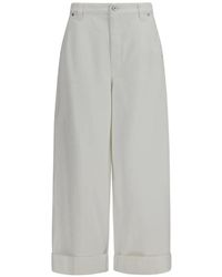 Brunello Cucinelli - Wide-leg Turn-up Trousers - Lyst